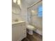 Chic bathroom featuring a stylish vanity and a modern tiled shower at 3763 Dartmouth N Ave, St Petersburg, FL 33713