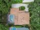 Aerial view showing home, pool, and surrounding landscape at 6527 Stonington Dr, Tampa, FL 33647