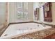 Relaxing bathroom featuring a jetted tub and large window at 6527 Stonington Dr, Tampa, FL 33647