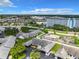 Expansive aerial shot of a charming condo community near a marina and residential areas under a partly cloudy sky at 4844 Booth Bay Dr, New Port Richey, FL 34652