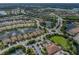 Overhead shot of homes, roundabout, and community areas surrounded by lakes and manicured greenery, offering a vibrant lifestyle at 5243 Esplanade Blvd, Bradenton, FL 34211