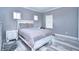 Bedroom with queen bed, white dresser, and light grey walls at 2406 High Tides Way, Wesley Chapel, FL 33543