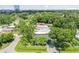 An aerial view showcasing a house and its surrounding landscape, including a cityscape in the background at 301 N Glen Ave, Tampa, FL 33609
