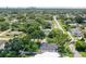 An aerial shot showing a house situated amongst lush trees, offering a glimpse of the city skyline at 301 N Glen Ave, Tampa, FL 33609