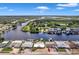 Wide aerial showcasing waterfront property and neighborhood at 5404 Flora Ave, Holiday, FL 34690