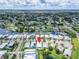 Aerial view showing home location in a residential neighborhood near a waterway at 567 Bimini Bay Blvd, Apollo Beach, FL 33572