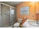 Clean bathroom with shower/tub combo and updated vanity at 37743 Mission Hills Ave, Zephyrhills, FL 33541