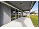 The covered patio features ample space and a view of the backyard at 4265 Big Sky Dr, Spring Hill, FL 34604