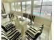 Sunroom dining area with waterfront view, tile floor and modern table and chairs at 1819 Shore S Dr # 318, South Pasadena, FL 33707