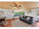 Relaxing living room featuring wood floors and a wood ceiling at 608 Armada S Rd, Venice, FL 34285
