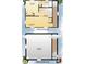 Upstairs floor plan showcasing a combined living room, kitchen, bedroom, and bathroom space at 759 48Th N Ave, St Petersburg, FL 33703