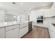 Kitchen with large island, stainless steel appliances, modern white cabinets, and hardwood floors at 2206 N Boulevard, Tampa, FL 33602