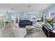 Inviting living area with fireplace, wood floors, and marsh views at 4031 Eagle Nest Dr, Hernando Beach, FL 34607