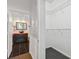 Modern bathroom with a black vanity and vessel sink at 2331 W Horatio St # 610, Tampa, FL 33609