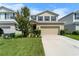 Charming two-story home features a manicured lawn, two-car garage, and beautiful curb appeal at 10744 Hawks Landing Dr, Land O Lakes, FL 34638