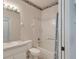 Clean bathroom with a shower/tub combo and updated vanity at 1015 Radison Lake Ct # 65, Sun City Center, FL 33573