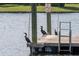 Wooden dock with cormorants and no swimming sign at 825 Islebay Dr, Apollo Beach, FL 33572