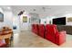 Home theater with three red recliner seats and elevator access at 833 Ponce De Leon Dr, Tierra Verde, FL 33715
