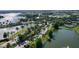 Panoramic aerial view of the community, featuring lakes, lush landscaping, and well-maintained roadways at 617 Islebay Dr, Apollo Beach, FL 33572