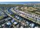 Beautiful aerial view of waterfront homes along canals leading to Tampa Bay with lush landscaping and golf course at 617 Islebay Dr, Apollo Beach, FL 33572