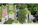 An aerial view of a house with a big tree, a driveway, and several cars parked in front at 4477 67Th N St, St Petersburg, FL 33709