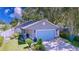 Charming single-story home features a blue garage door, manicured lawn, and cozy porch at 4477 67Th N St, St Petersburg, FL 33709