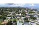Aerial view showcasing a neighborhood's waterfront location and proximity to the city skyline at 537 Dolphin Se Ave, St Petersburg, FL 33705