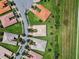 Aerial view showing a home's location in a residential neighborhood at 15626 Aurora Lake Cir, Wimauma, FL 33598