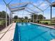 Inviting screened-in pool with a view of lush greenery at 13217 Thoroughbred Dr, Dade City, FL 33525