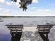 Relaxing dock setting on a calm lake with benches at 21 Lake Shore Dr, Palm Harbor, FL 34684