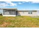 Home's backyard with screened patio and partial water view at 3234 Jackson Dr, Holiday, FL 34691