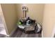 Small bathroom with a glass-top side table and various toiletries at 1874 Douglas Ave, Clearwater, FL 33755