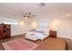 Bright main bedroom with hardwood floors, large windows, and a ceiling fan at 9717 N Rome Ave, Tampa, FL 33612