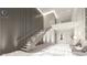 Elegant two-story lobby with modern staircase and seating at 411 E Shore Drive # 213, Clearwater Beach, FL 33767
