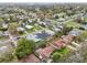 Bird's eye view of a quiet neighborhood featuring neatly arranged houses and green spaces at 272 Diogenes St, Dunedin, FL 34698