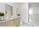 Clean bathroom with marble shower and vanity at 2912 W Santiago St # Ph2402, Tampa, FL 33629