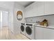 Modern laundry room with washer, dryer, and ample storage at 2912 W Santiago St # Ph2402, Tampa, FL 33629