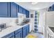 Efficient kitchen with blue cabinets, ample counter space, and modern appliances at 3730 42Nd S Way # G, St Petersburg, FL 33711