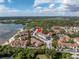 Aerial view of waterfront property showcasing the condo building at 3730 42Nd S Way # G, St Petersburg, FL 33711