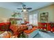 Bedroom with orange bedding and beach decor at 11426 Glenmont Dr, Tampa, FL 33635