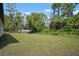 Large grassy backyard with mature trees and lush landscaping at 3616 Bellefonte Ave, North Port, FL 34286