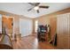 Bedroom with wood floors and ample closet space at 8227 Rhanbuoy Rd, Spring Hill, FL 34606