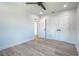 Bright bedroom with ceiling fan and double door closet at 1227 Arden Ave, Clearwater, FL 33755