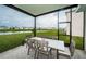 Screened patio with outdoor furniture and pond view at 8367 Ender Hills Dr, Wesley Chapel, FL 33545
