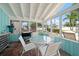 Screened porch with seating and table, overlooking the pool at 8212 Forest Cir, Seminole, FL 33776
