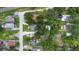 Overhead shot of home's location amongst other homes, mature trees, and proximity to neighborhood at 733 1/2 New Jersey St, Clearwater, FL 33756