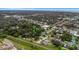 Drone shot of property shows a neighborhood setting with mature trees, near local services and other homes at 733 1/2 New Jersey St, Clearwater, FL 33756
