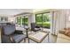 Spacious living room with comfortable seating and views of the patio at 36750 Us Highway 19 N # 05102, Palm Harbor, FL 34684