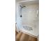 Clean shower with a shower head and black and white floor design at 4851 W Gandy Blvd # B11L35, Tampa, FL 33611