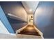 Modern staircase leading to a finished basement with neutral colors at 19501 Sea Myrtle Way, Tampa, FL 33647